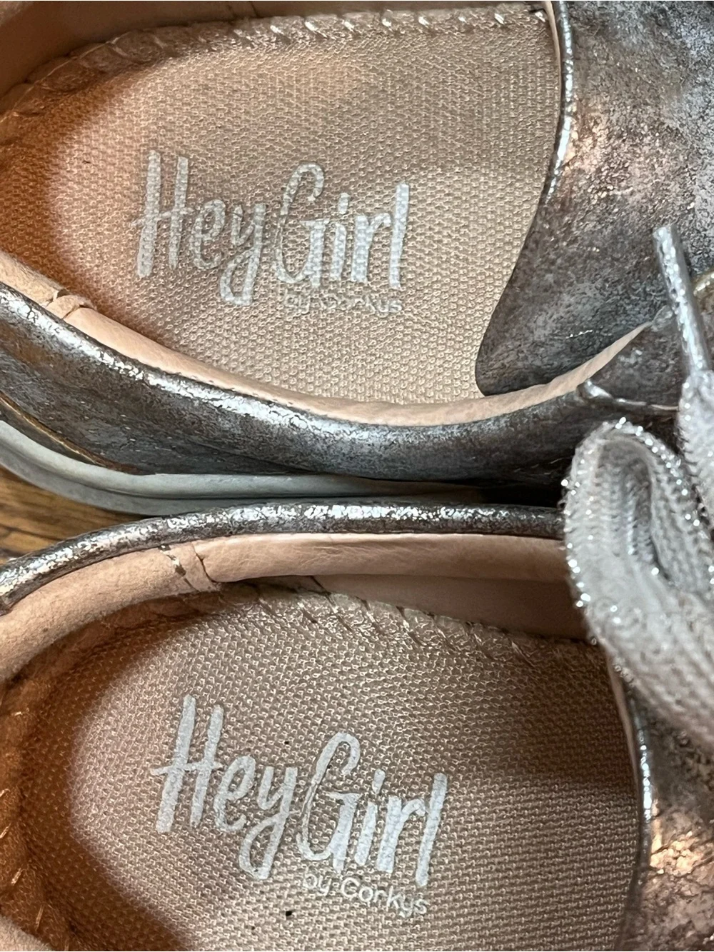 Hey Girl Silver Sneakers Metallic Corkys Low-Tops Studded